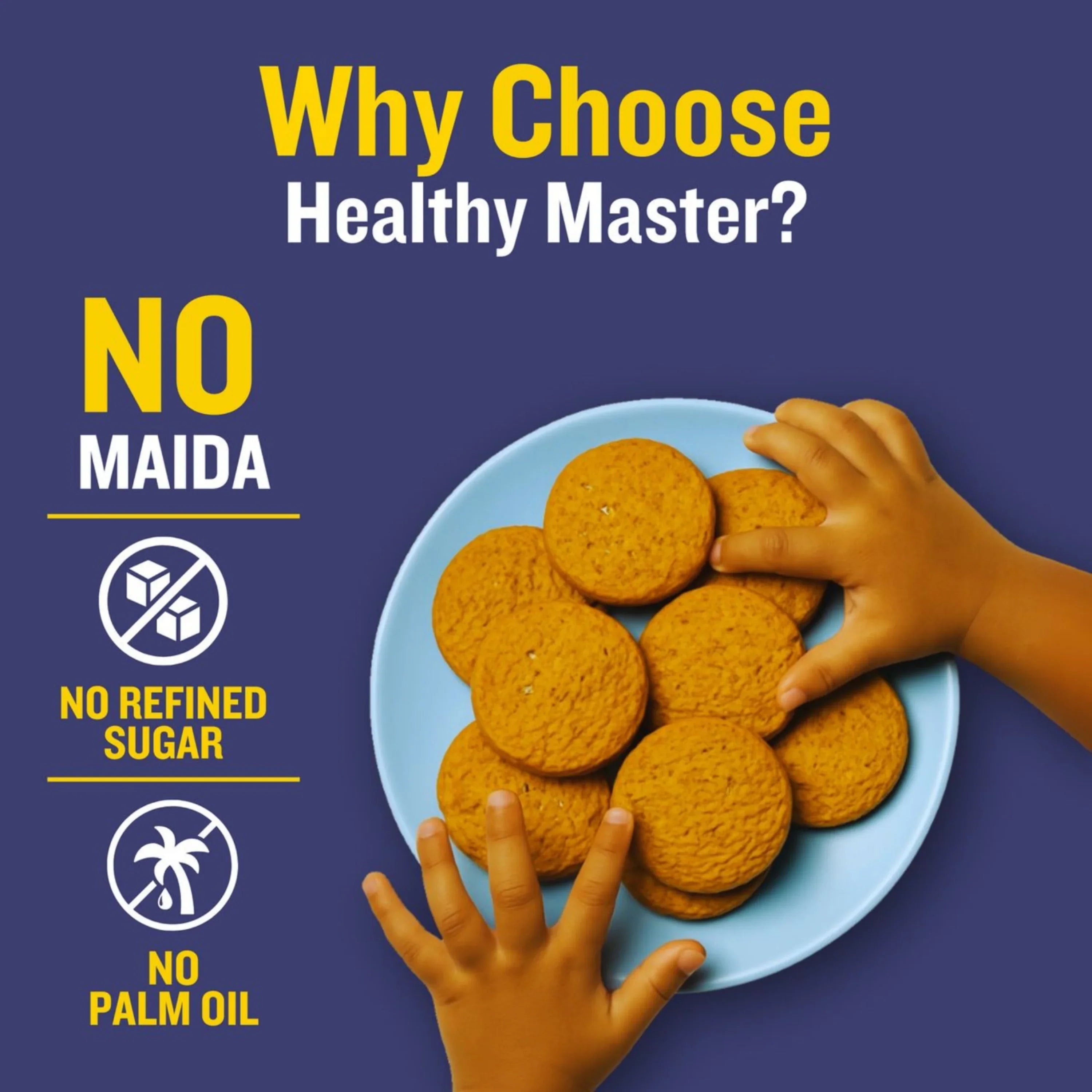 Healthy Master cookies: no maida, no refined sugar, no palm oil — wholesome Indian snacks for kids