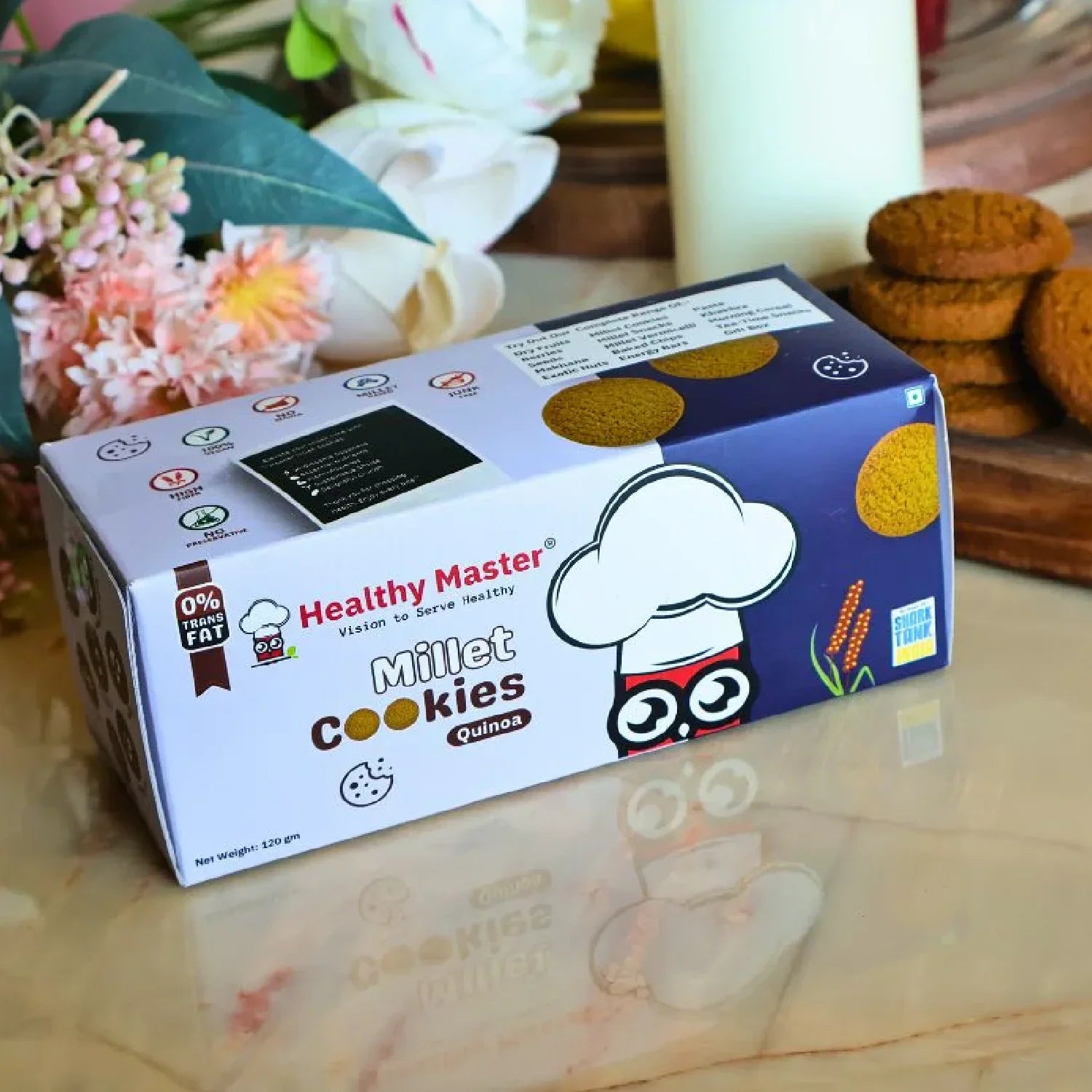 Healthy Master Millet Cookies with Quinoa, 0% trans fat, wholesome snack box with cookies and milk