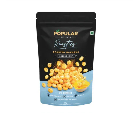 Roasted makhana cheese melt snack, high protein, low fat, jaggery sweetened, clean label Indian snack